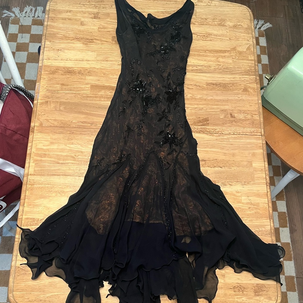 Sue Wong Black Asymmetrical Dress